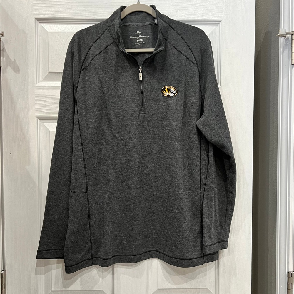 Tommy Bahama Pullover Mizzou Tigers Charcoal Gray Knit Collegiate XL Sporty